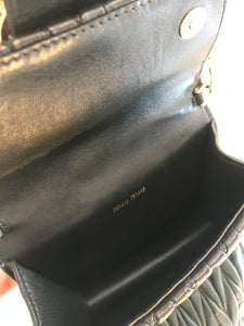 MIU MIU Matelasse Napa Leathr Crystal Embellished Buckle Mini Crossbody Bag