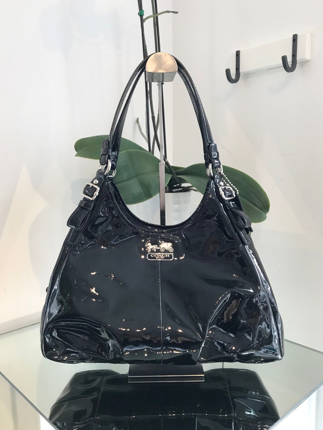 COACH MAD PAT Patent Leather Shoulder Bag