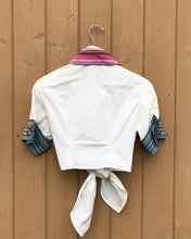 Load image into Gallery viewer, TODD OLDHAM Vintage Jewel Embellished Short Sleeve Tie Front Shirt

