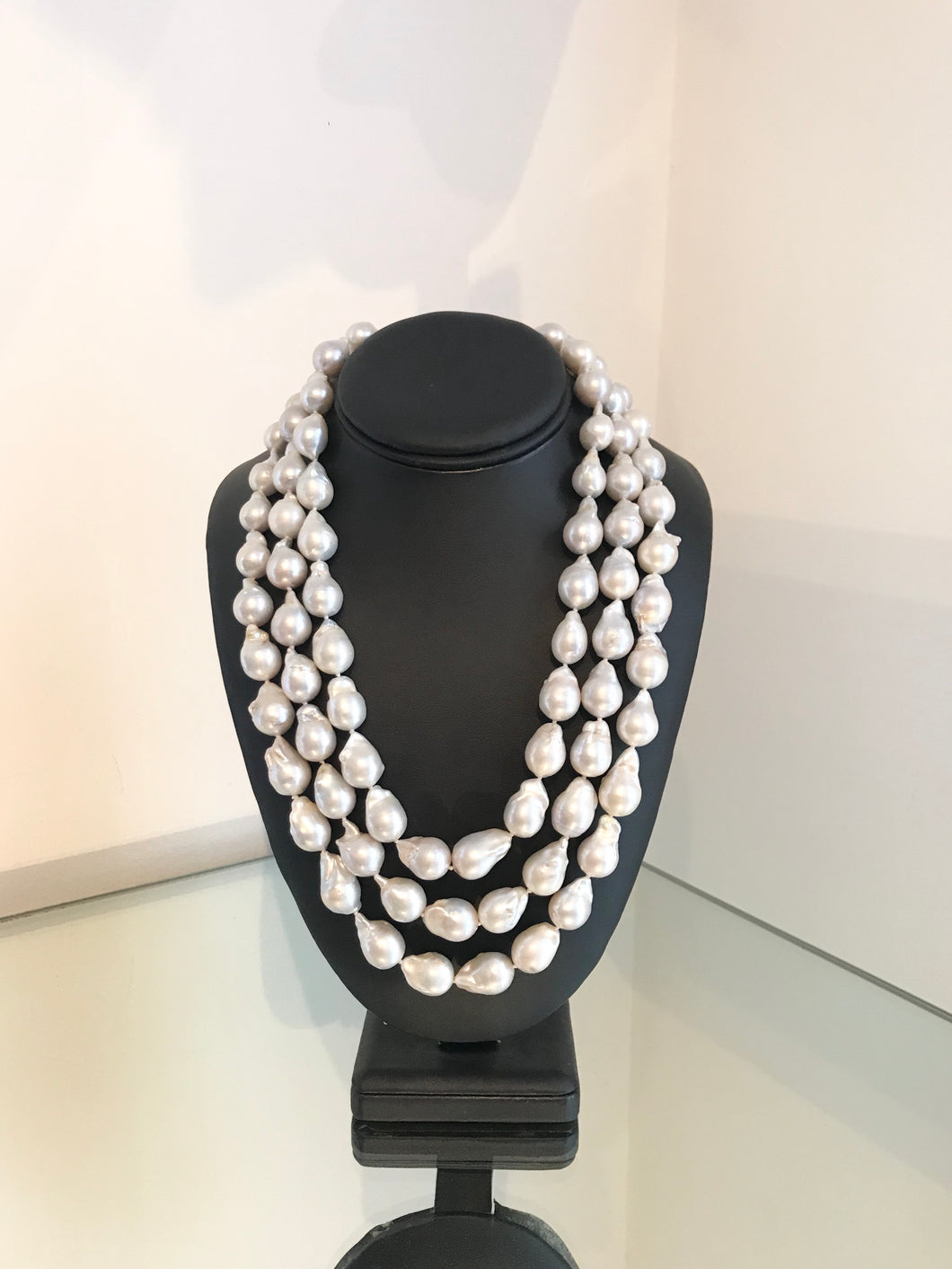 3 Strands Cultured Pearls Sterling Silver Necklace