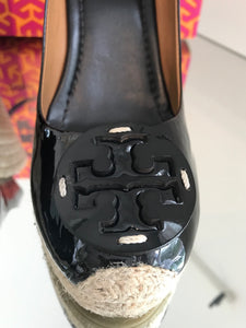 TORY BURCH Patent Leather Espadrille Wedge Sandals