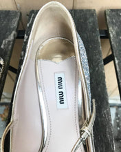 Load image into Gallery viewer, MIU MIU Glitter Crystal Embellished Mid Block Heel Mary Jane Pumps
