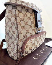 Load image into Gallery viewer, GUCCI Monogram Canvas Flap Backpack
