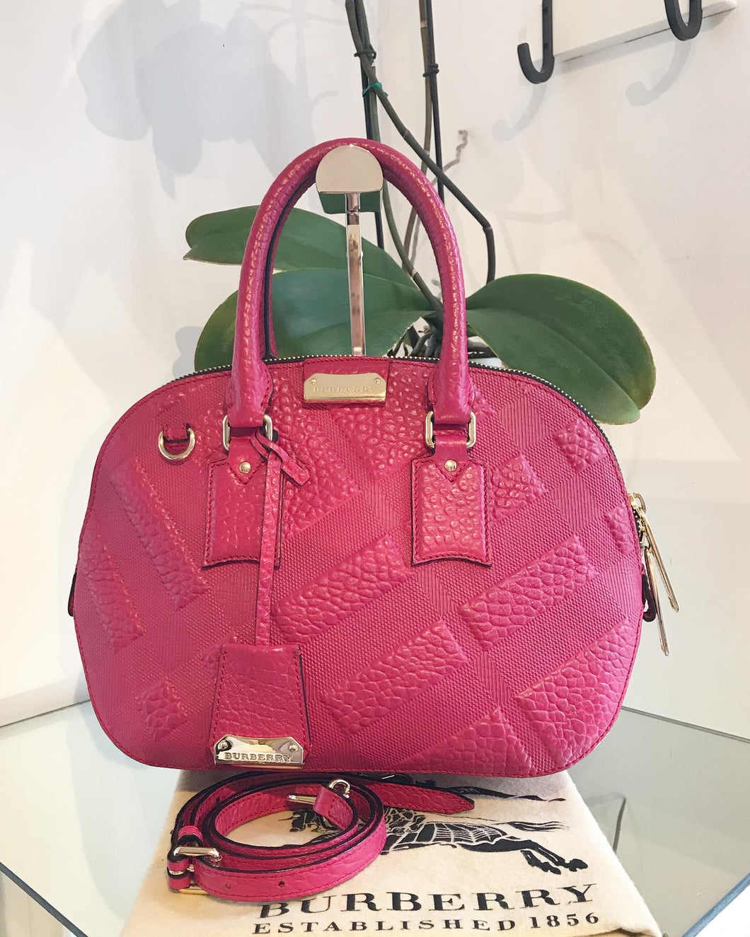 BURBERRY Small Orchard Embossed Leather Bowling Bag