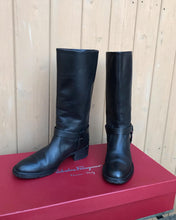 Load image into Gallery viewer, SALVATORE FERRAGAMO Claude Ferra Leather Riding Boots
