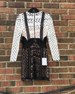 SELF PORTRAIT Lace Cut-Out Long Sleeve Mini Dress