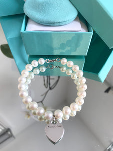 TIFFANY & CO. Pearl Sterling Silver Return to Tiffany Heart Tag Bracelet