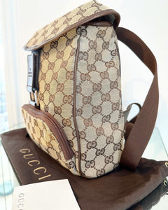 GUCCI Monogram Canvas Flap Backpack