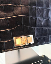 Load image into Gallery viewer, ESCADA Vintage Black Croc Embossed Leather Handbag
