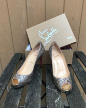 Load image into Gallery viewer, CHRISTIAN LOUBOUTIN Metallic Gold Brown Peep-toe Platform High Heel Pumps
