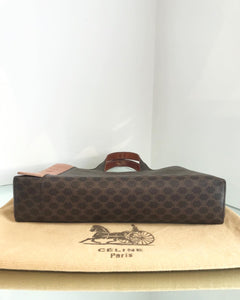 Vintage CELINE Brown Macadam Canvas Leather Handle Bag