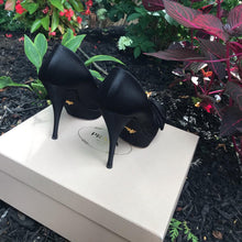 Load image into Gallery viewer, PRADA Satin Bow Peep Toe High Heels
