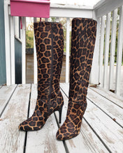 Load image into Gallery viewer, MAX DE CARLO Leopard Print Calf Hair Knee-high Leather Boots
