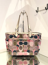 Load image into Gallery viewer, COACH Signature Gallery Scarf Print Satin Leather Shoulder Bag
