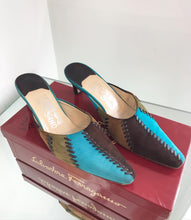 Load image into Gallery viewer, SALVATORE FERRAGAMO Colour Block Suede Pointed Mules
