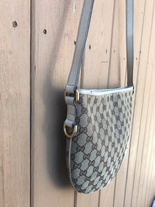 GUCCI GG Canvas Leather Crossbody Bag