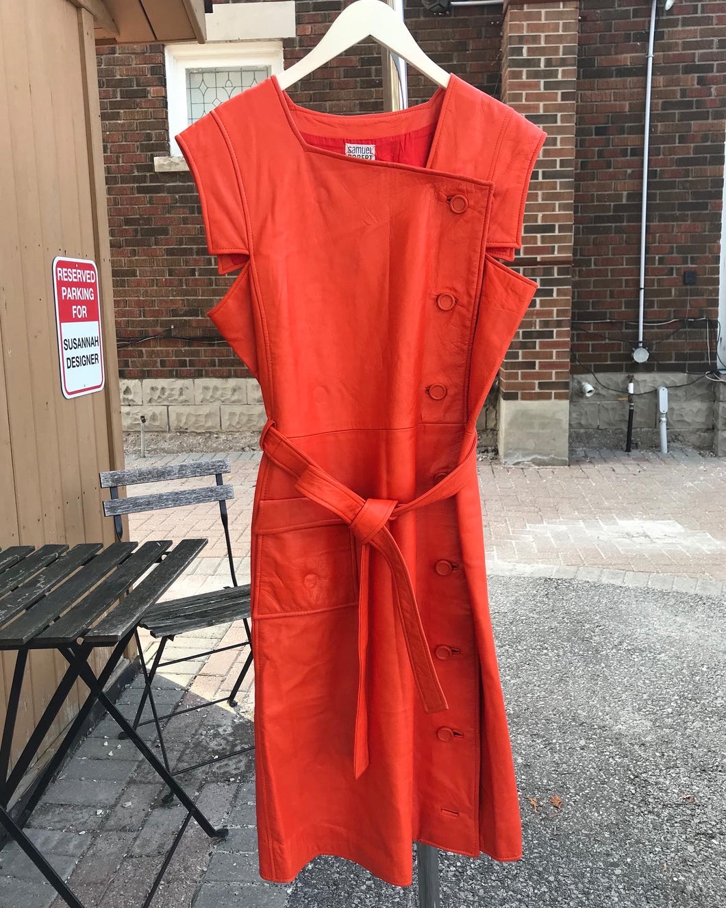 SAMUEL ROBERT Vintage Belted Leather Dress