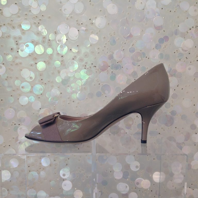 SALVATORE FERRAGAMO Peep Toe Patent Leather Pumps