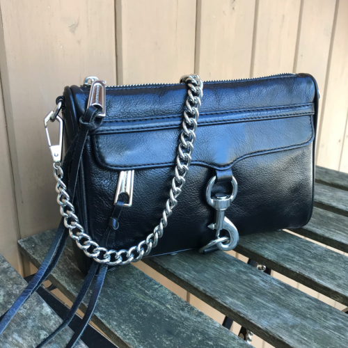 REBECCA MINKOFF Mini Mac Black Leather Crossbody Bag